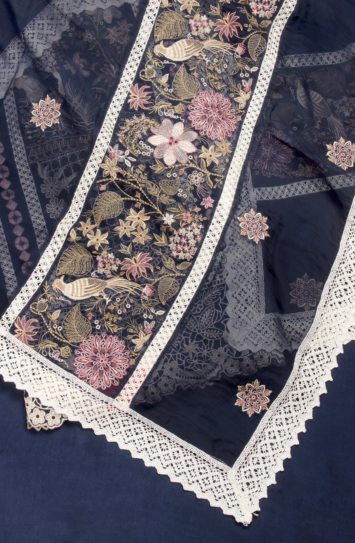 Blue Organza Designer Partywear Embroidered Salwar Kameez - 797-WER9B