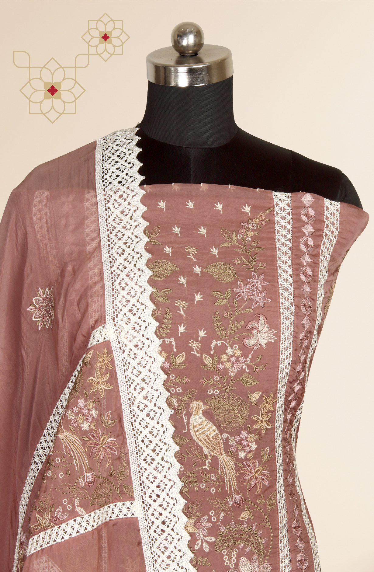 Mauve Organza Designer Partywear Embroidered Salwar Kameez - 797-WER9C