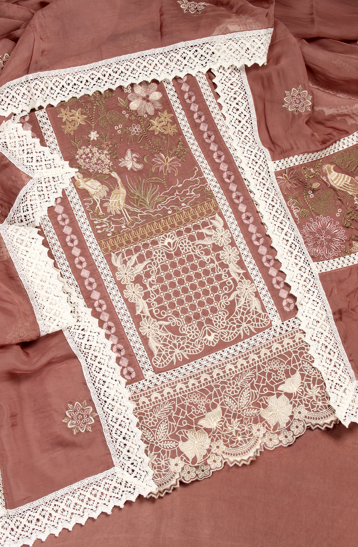 Mauve Organza Designer Partywear Embroidered Salwar Kameez - 797-WER9C