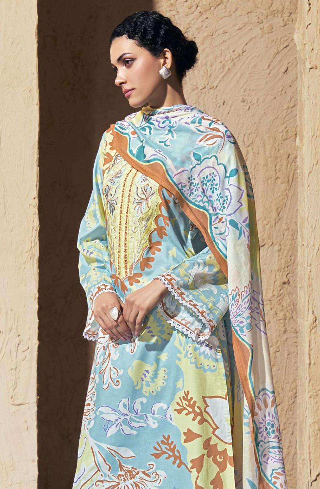 Firozee Pure Cotton Lawn Suit set with Dupatta- JOY341