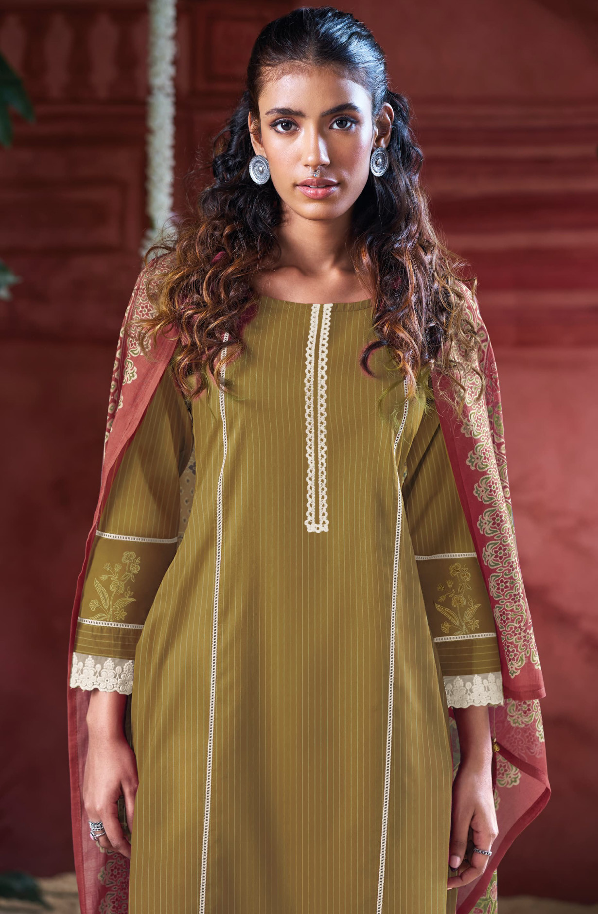 Mehndi Cotton Beautiful Suit Set with Dupatta- MIR10327