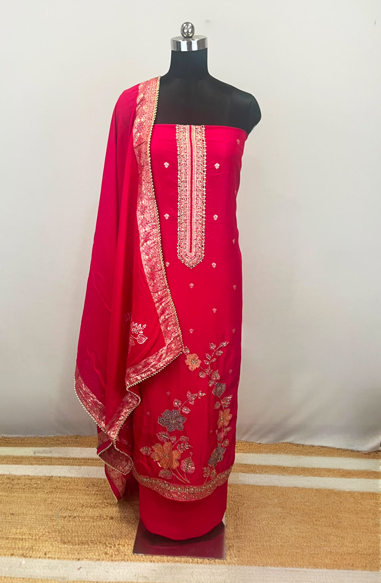 Rani Silk Unstitched Suit Set with Beautiful Rani Dupatta - 693-JFJ1129