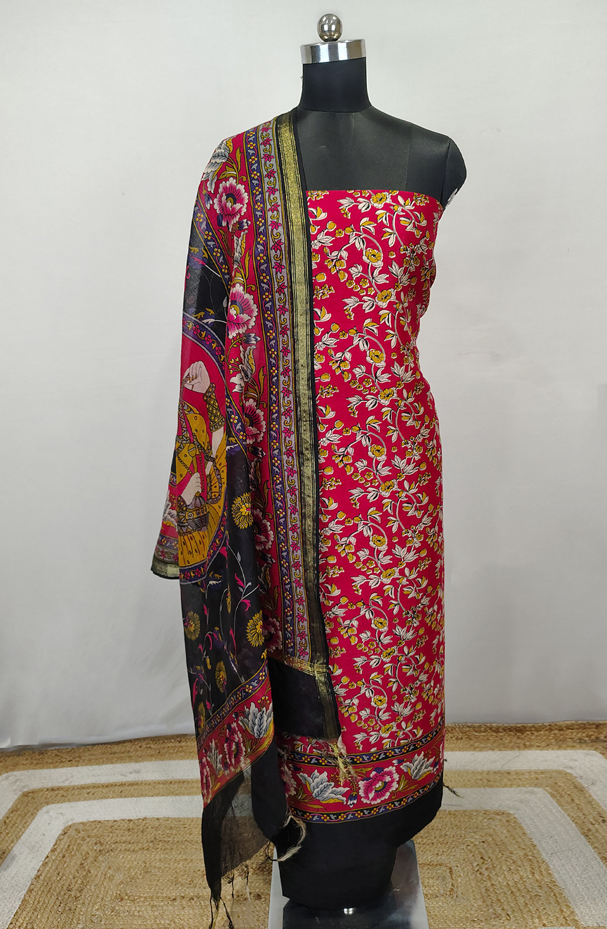 Rani Printed Beautiful Maheshwari Unstitched Suit with Dupatta - 1027-MAHESHWARIPRT-6A