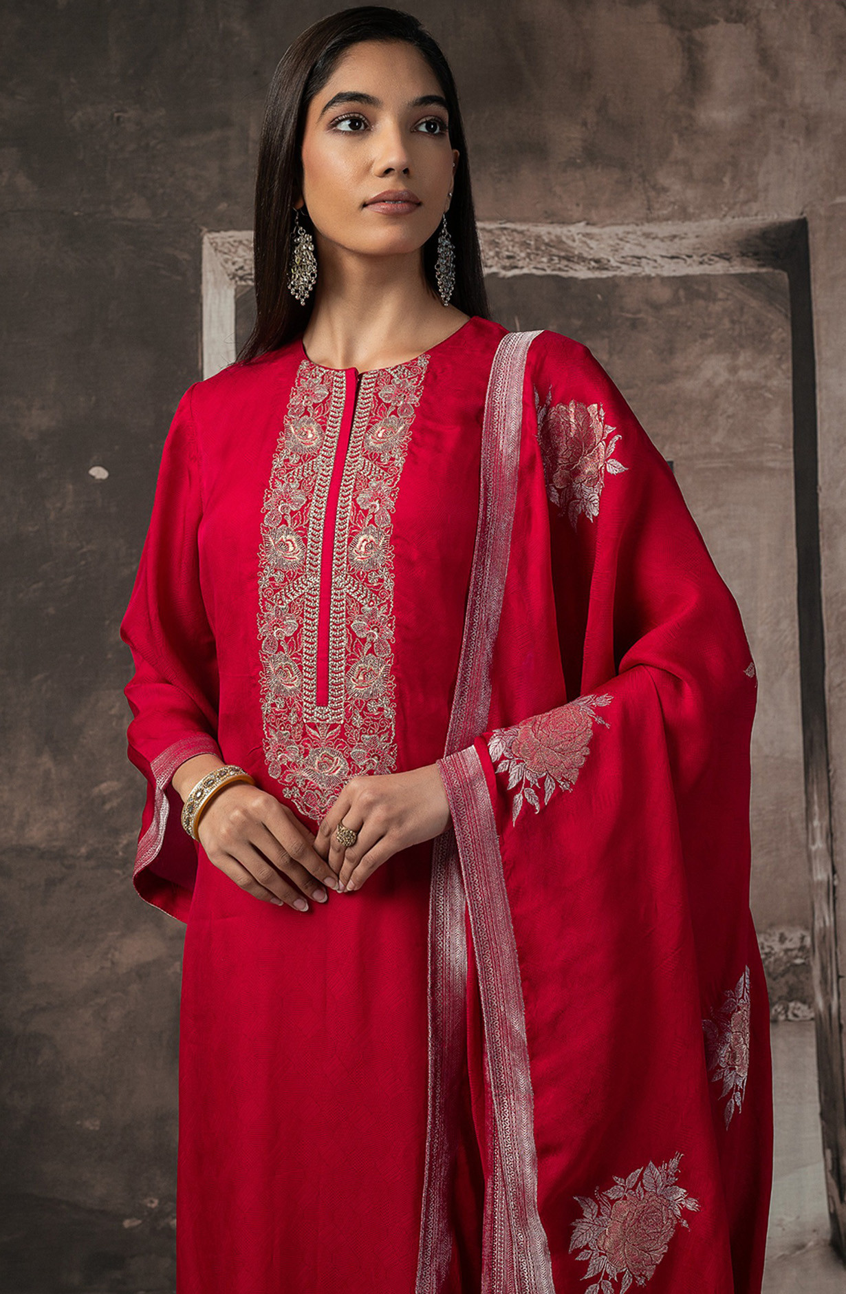 Rani Silk Jacquard Suit Set with Silk Dupatta - R157-SPR2534C