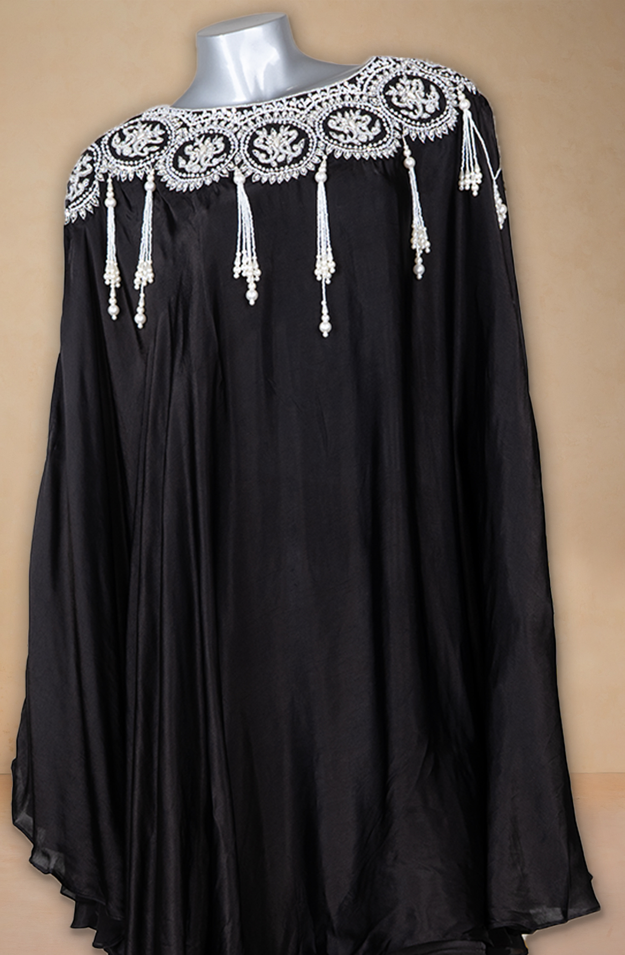 Black Satin Crepe Beautiful Top and Bottom - 1009-520A