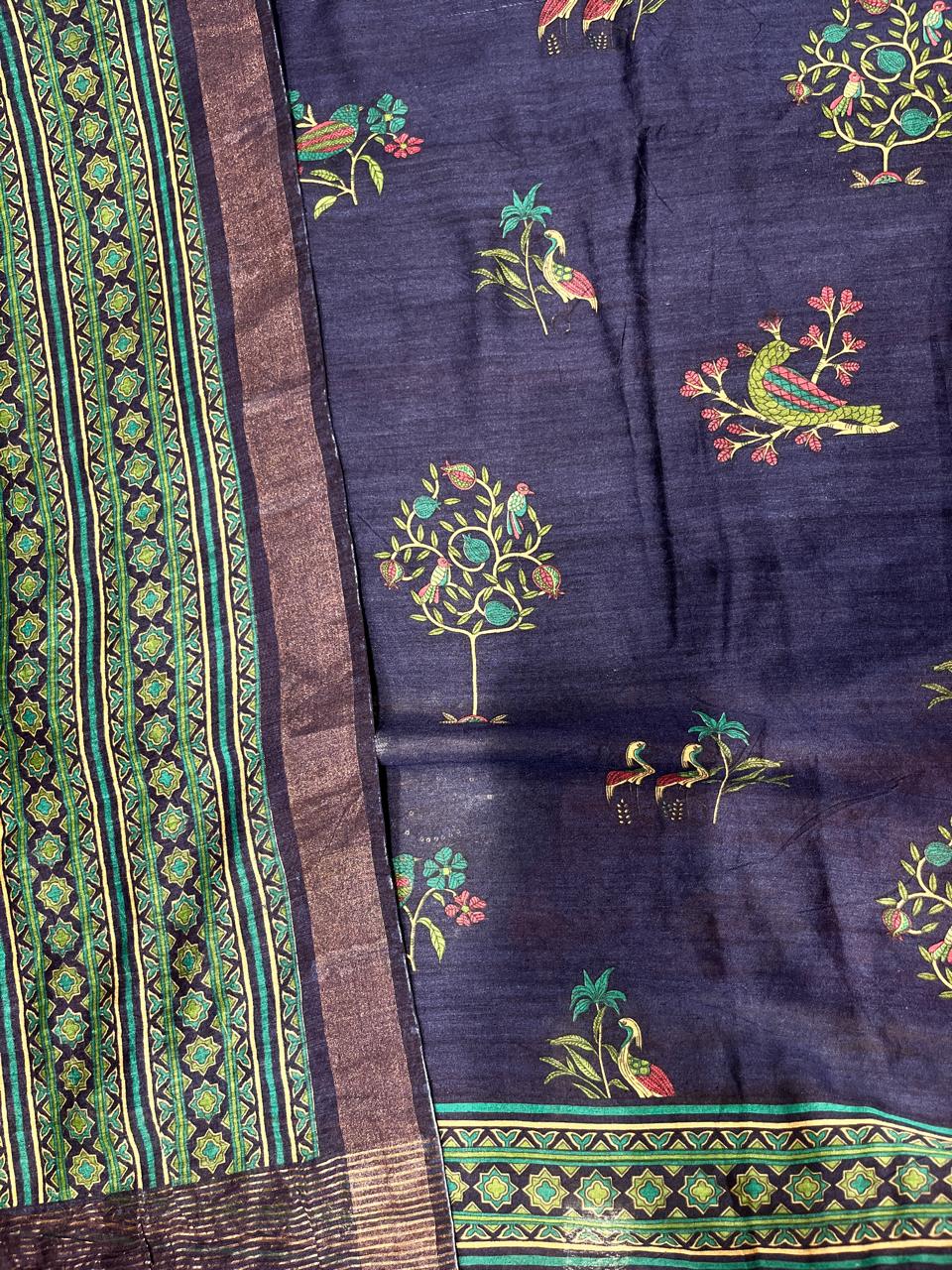 Blue Pashmina Suit Set with Beautiful Pashmina Dupatta - 811-S151-548-9D