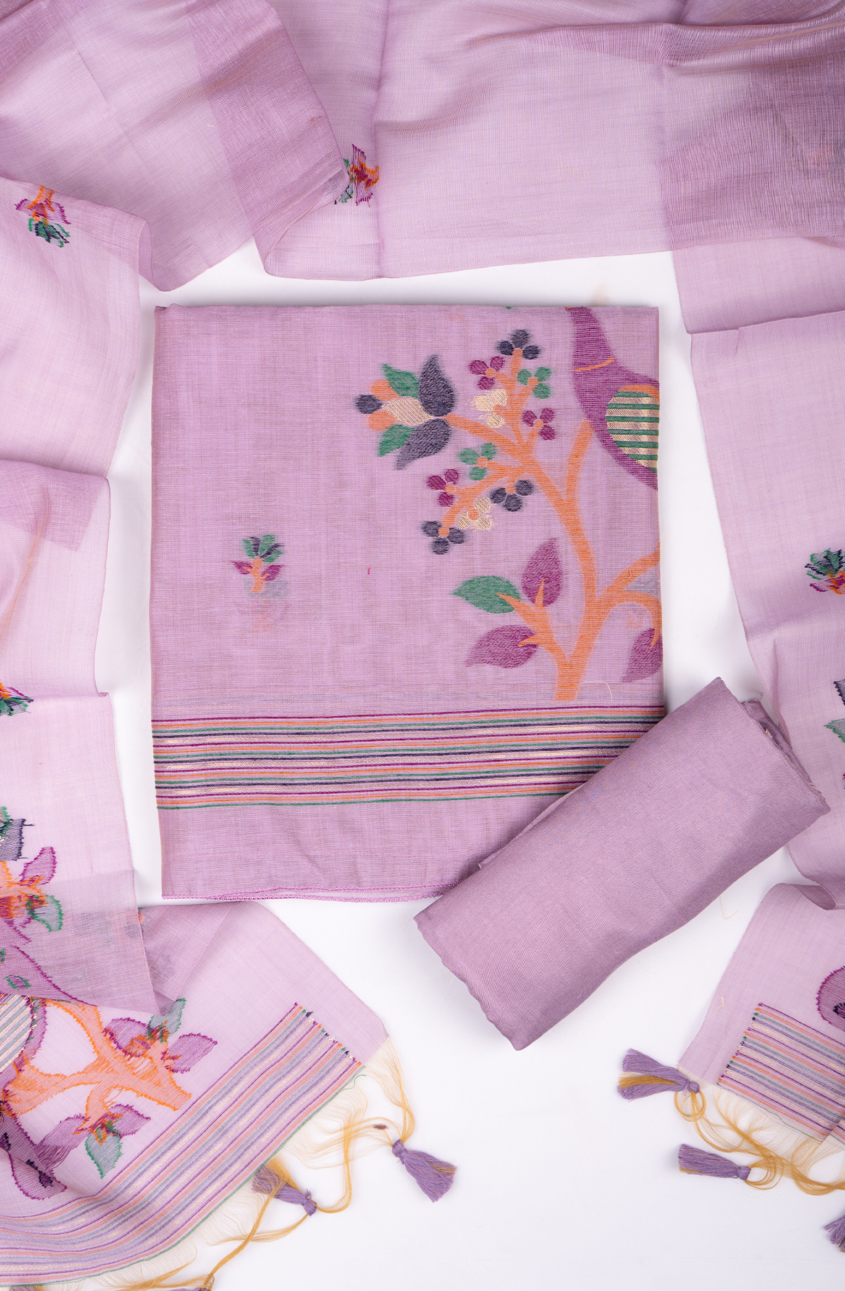 Purple Chanderi Suit set with Beautiful Dupatta - 811-LVCT8494C