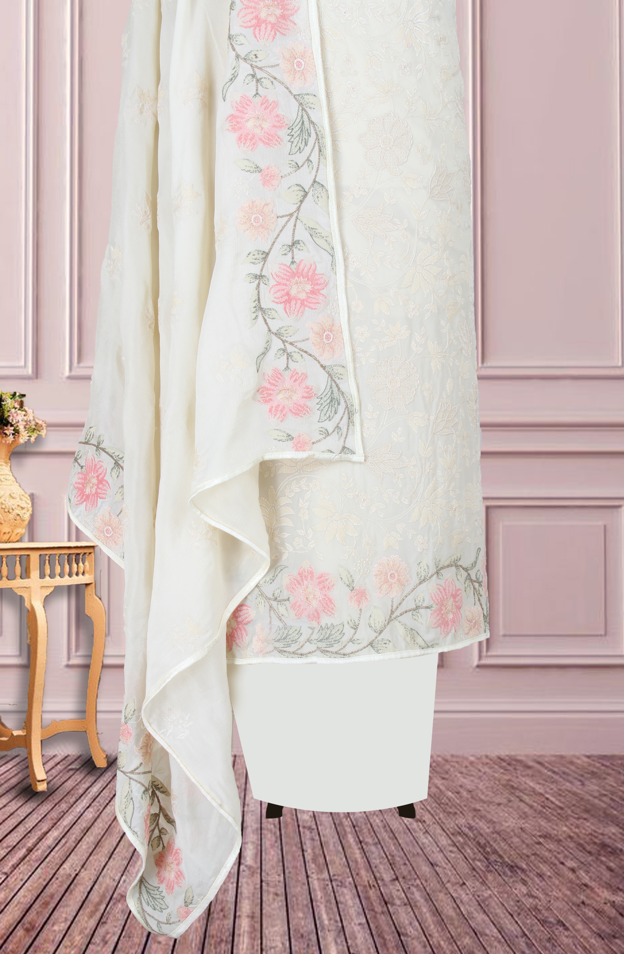 Off-white Partywear Georgette Embroidered Salwar Kameez - 811-S151-1631B