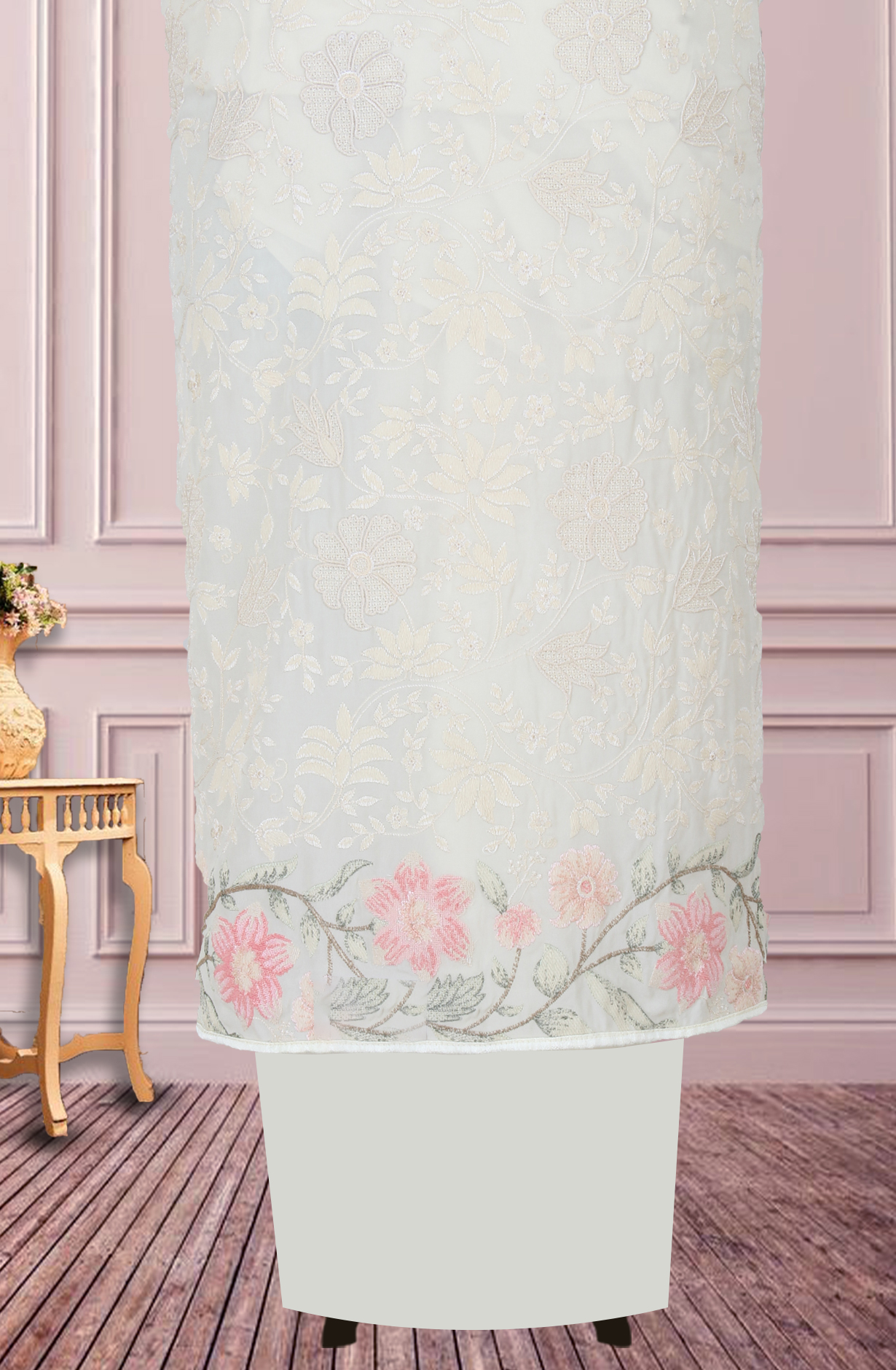 Off-white Partywear Georgette Embroidered Salwar Kameez - 811-S151-1631B