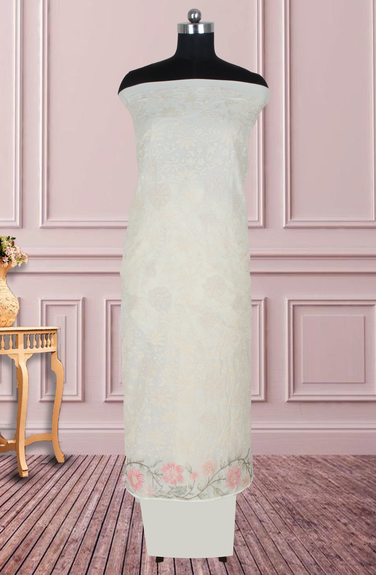 Off-white Partywear Georgette Embroidered Salwar Kameez - 811-S151-1631B