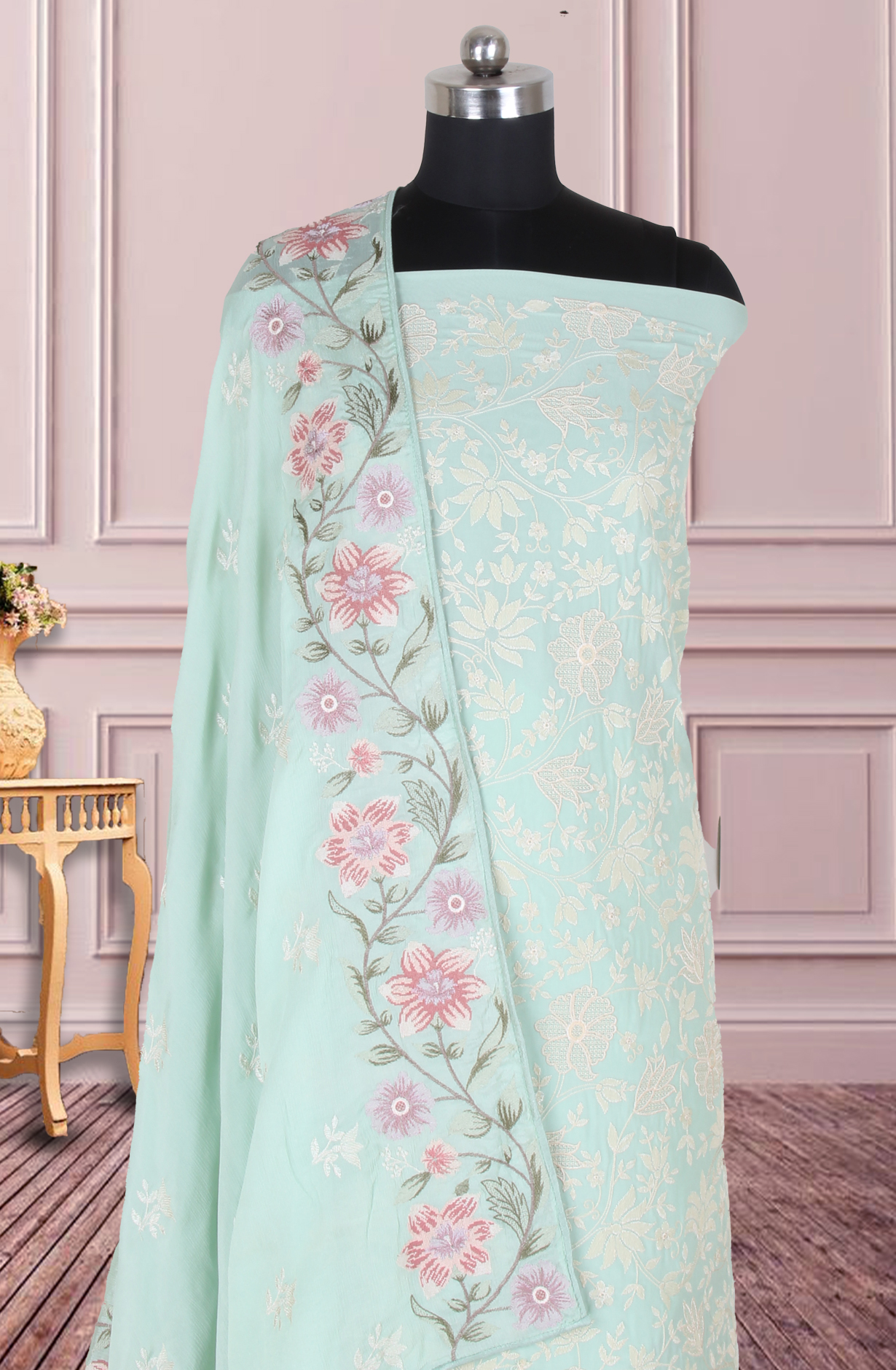Sea Green Partywear Georgette Embroidered Salwar Kameez - 811-S151-1631BA