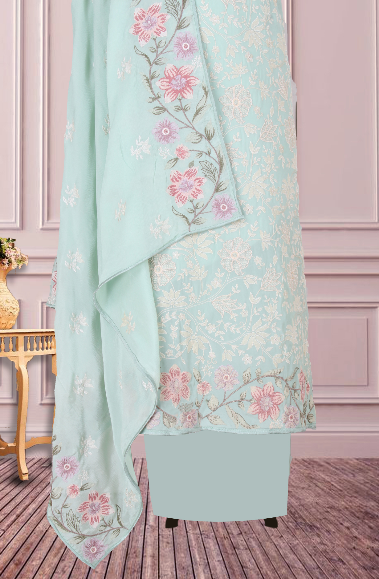 Sea Green Partywear Georgette Embroidered Salwar Kameez - 811-S151-1631BA