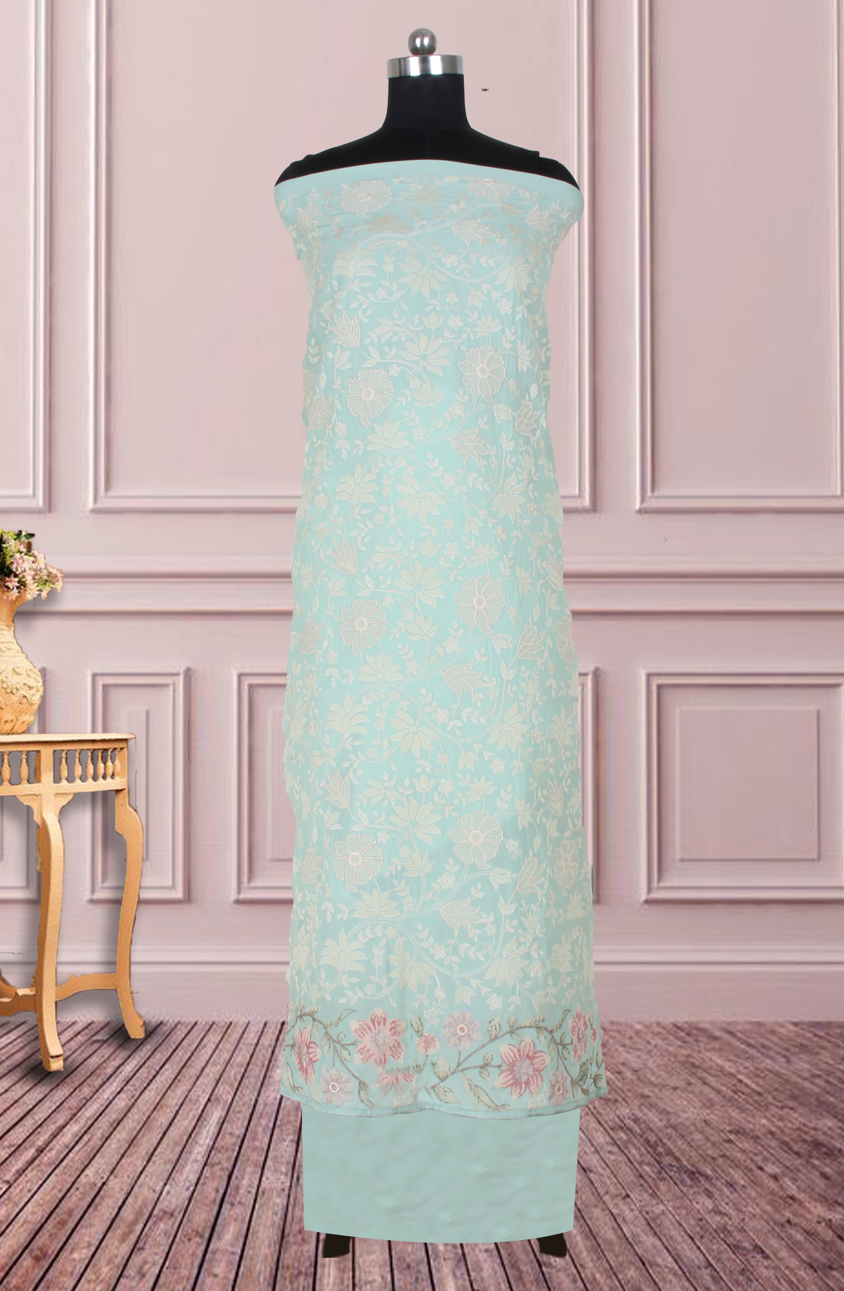 Sea Green Partywear Georgette Embroidered Salwar Kameez - 811-S151-1631BA