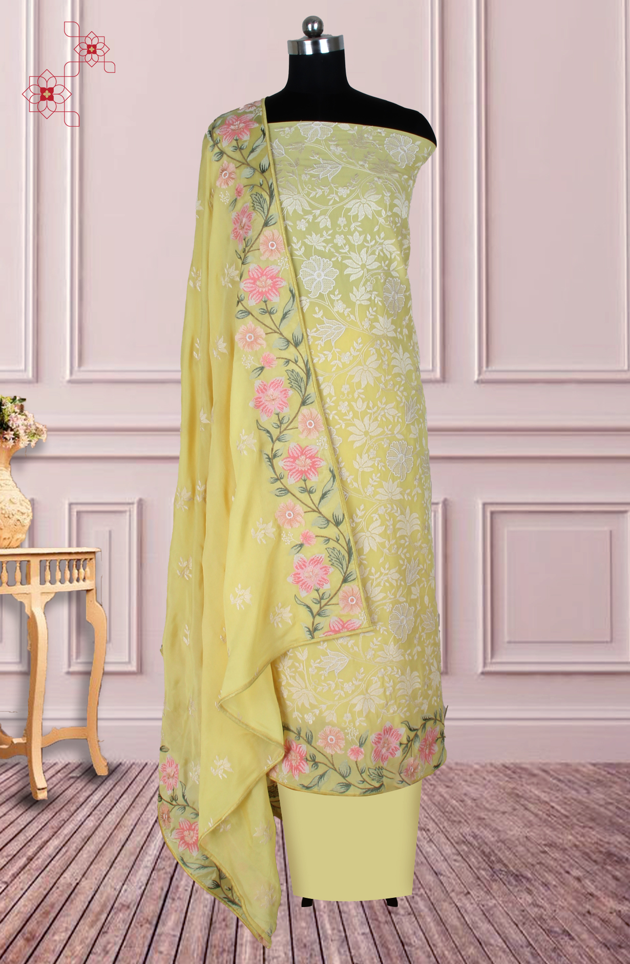 Yellow Partywear Georgette Embroidered Salwar Kameez - 811-S151-1631BB