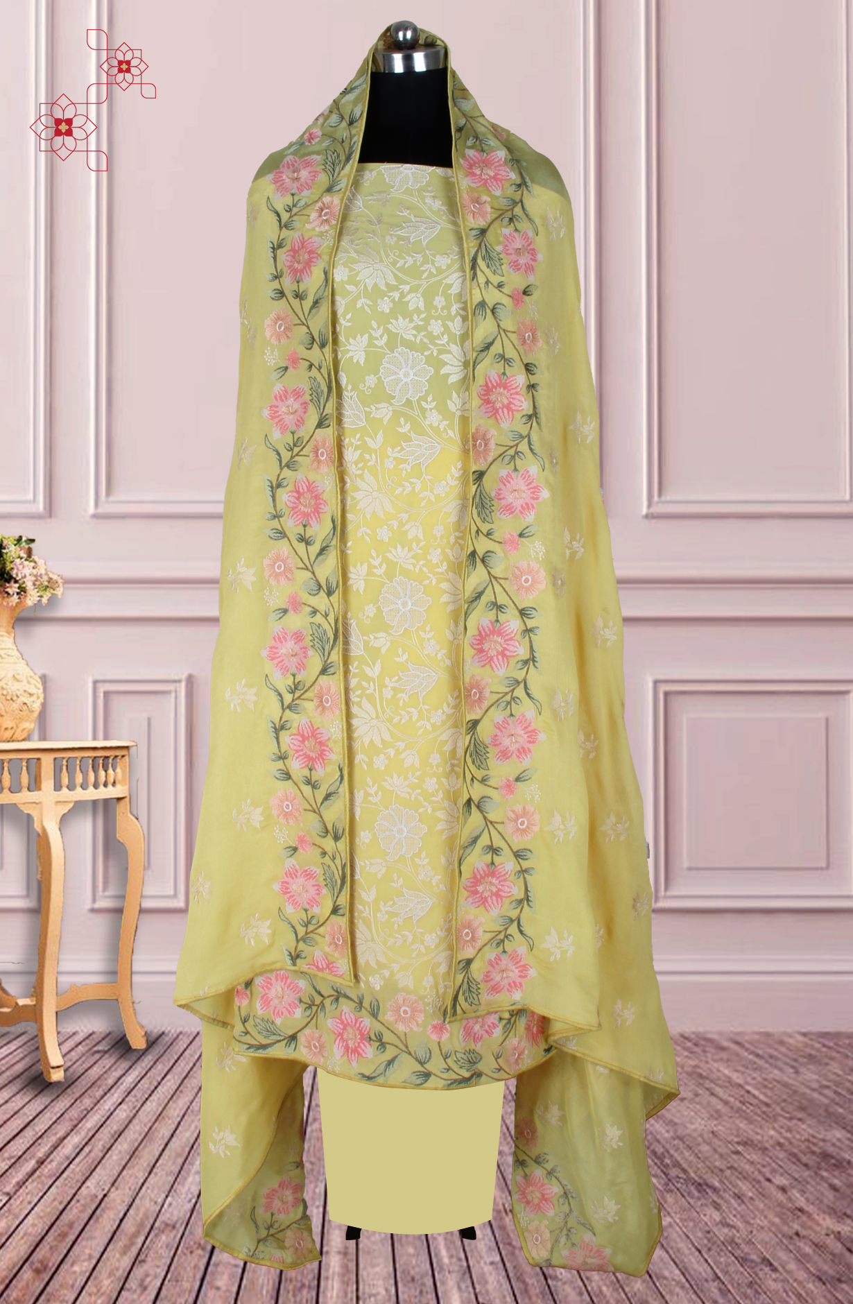 Yellow Partywear Georgette Embroidered Salwar Kameez - 811-S151-1631BB