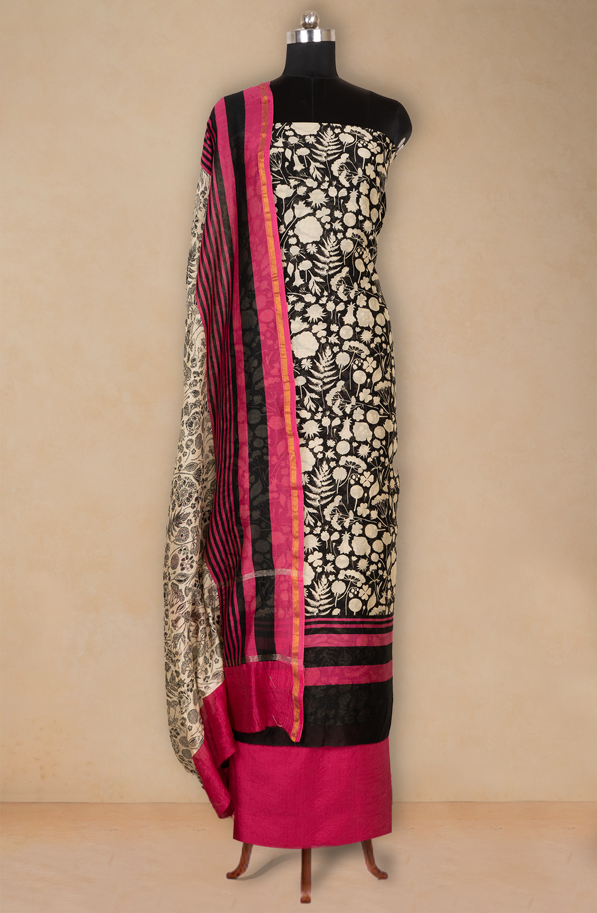 Blue Maheshwari Printed Suit Set with Dupatta - 811-S151-445-105-4D