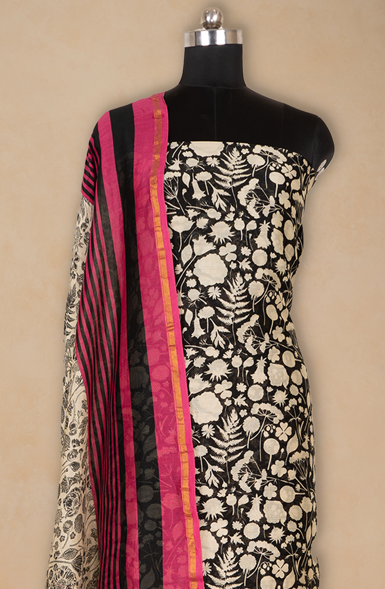 Blue Maheshwari Printed Suit Set with Dupatta - 811-S151-445-105-4D