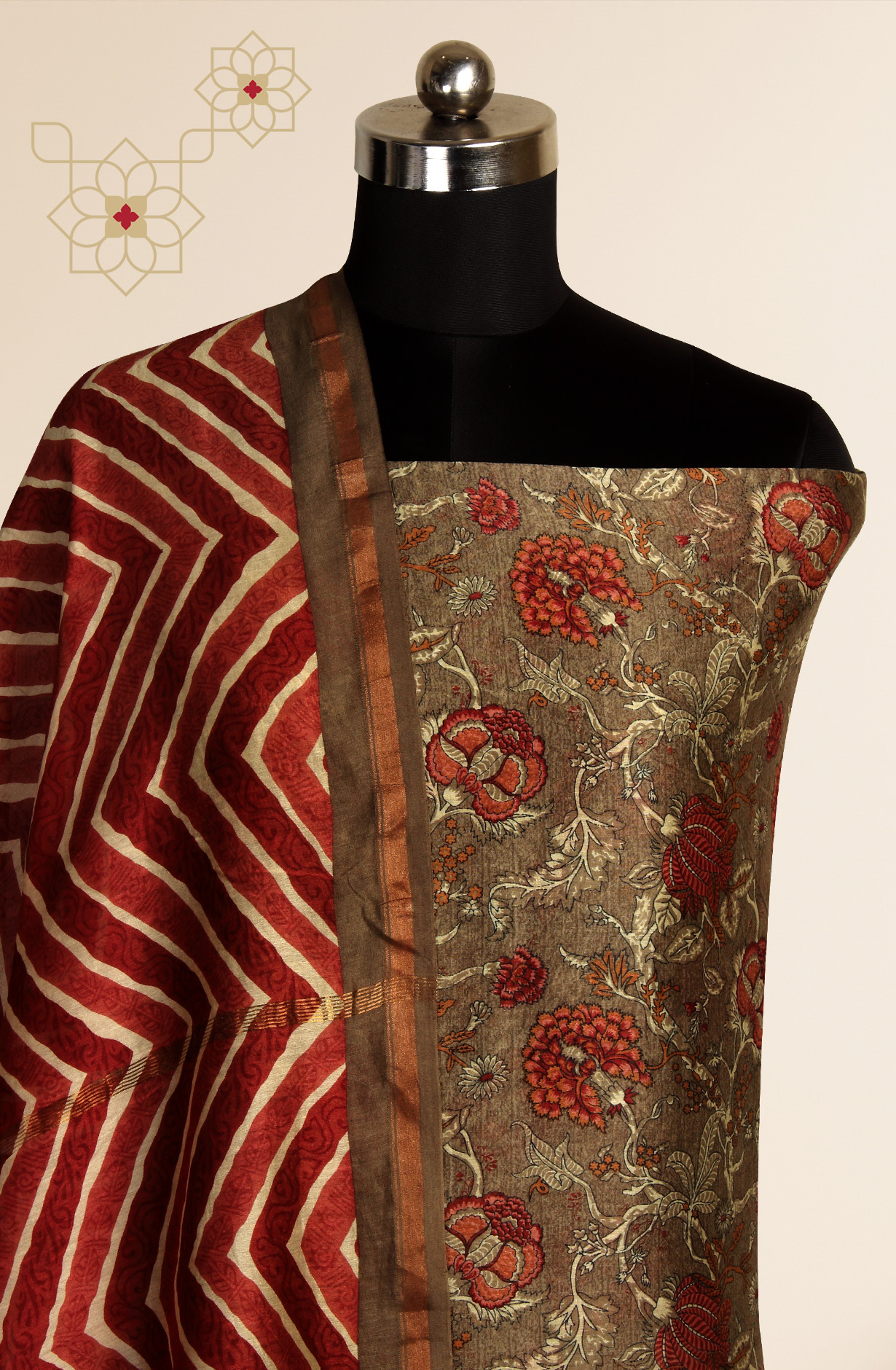 Multi-coloured Chanderi Unstitched Salwar Kameez - 811-US3715-4A