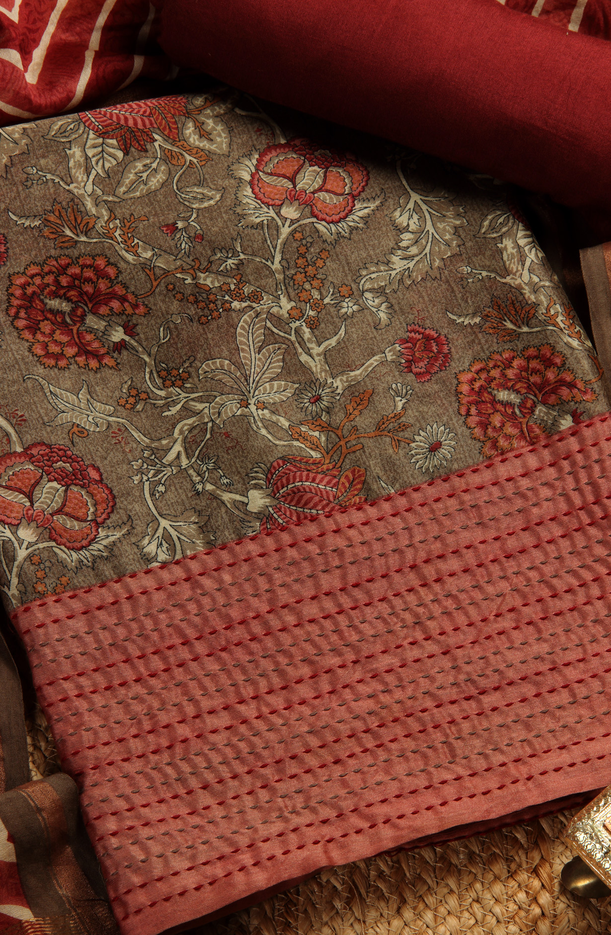 Multi-coloured Chanderi Unstitched Salwar Kameez - 811-US3715-4A