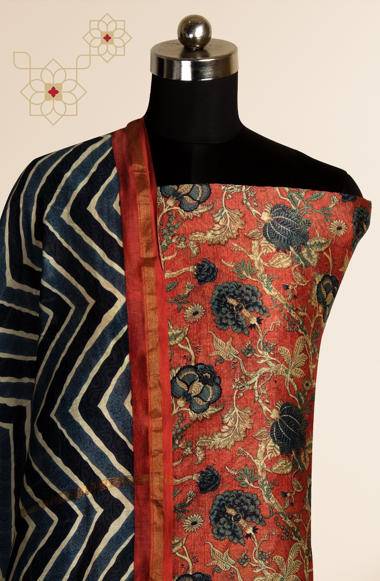 Multi-coloured Chanderi Unstitched Salwar Kameez - 811-US3715-4D