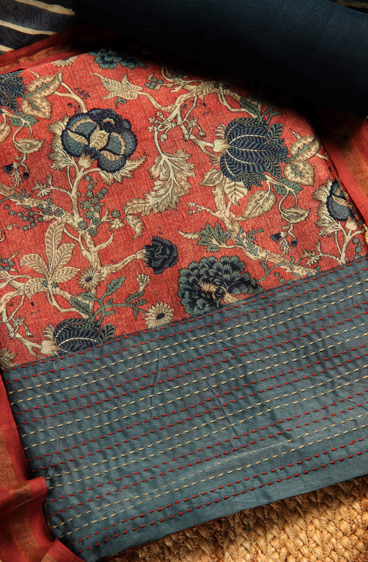 Multi-coloured Chanderi Unstitched Salwar Kameez - 811-US3715-4D