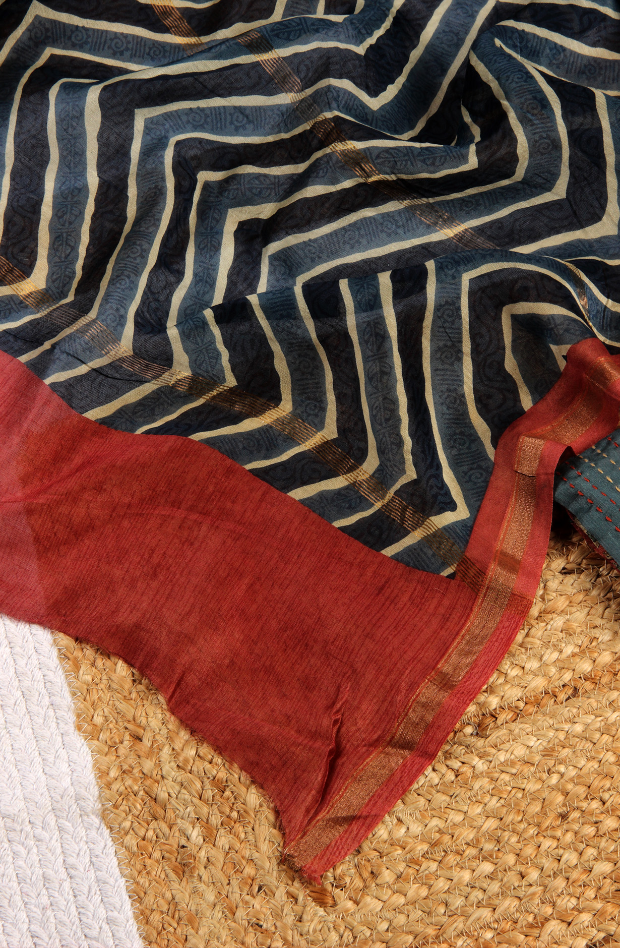 Multi-coloured Chanderi Unstitched Salwar Kameez - 811-US3715-4D