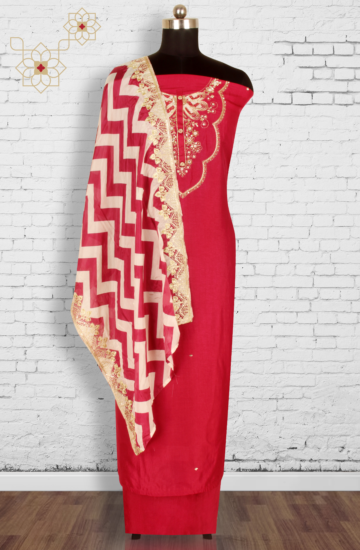 Wine Beautiful Silk Unstitched Salwar Kameez - 822-1317