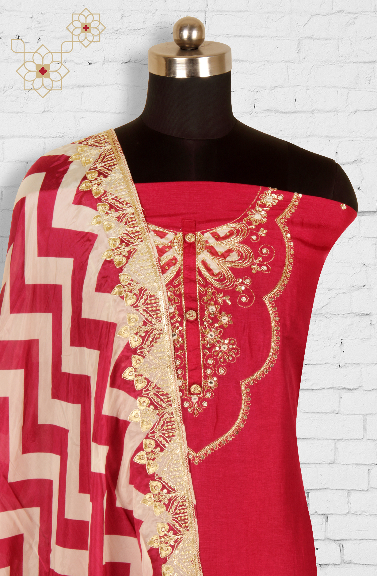 Wine Beautiful Silk Unstitched Salwar Kameez - 822-1317