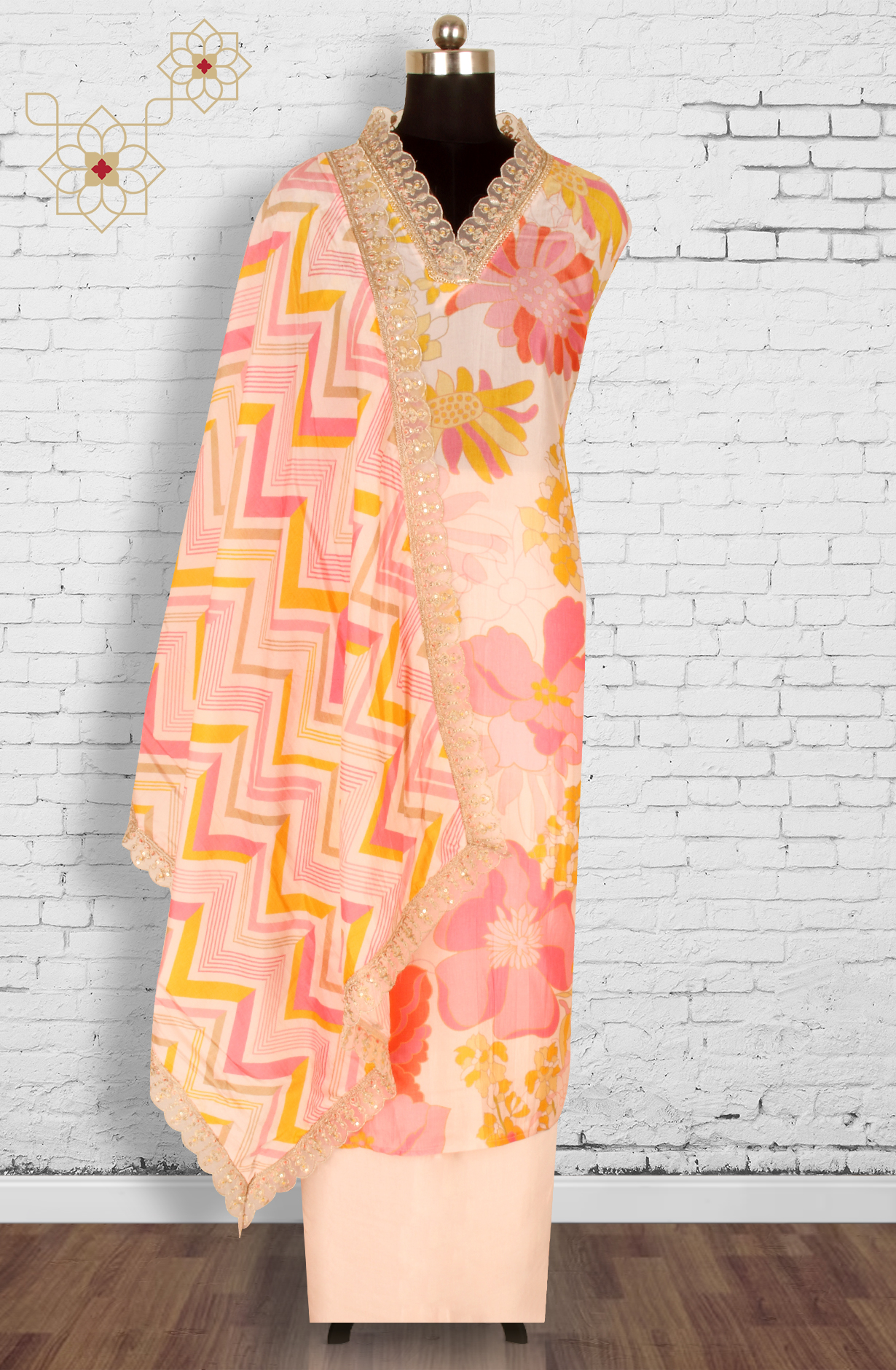 Pink Beautiful Silk Unstitched Partywear Salwar Kameez - 822-9972