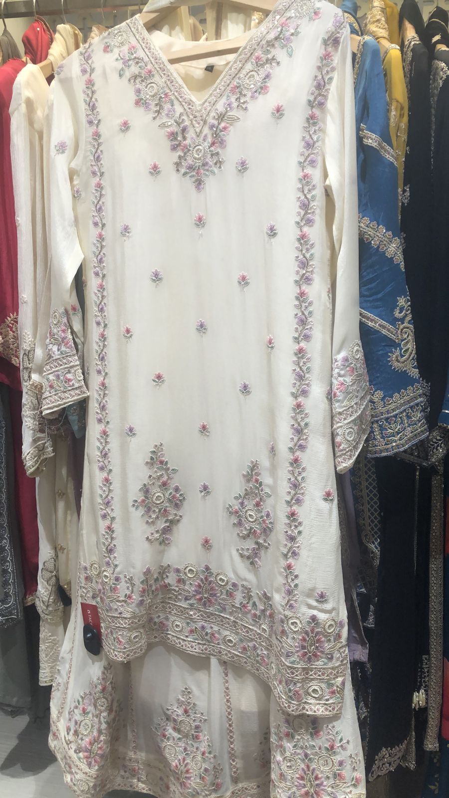 Cream Ready-to-Wear Crepe Palazzo Suit with Chinon Dupatta - 822-MR1066