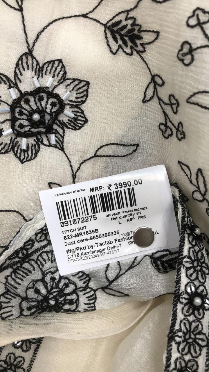 Cream Designer Embroidered Ready-to-Wear Salwar Kameez - 822-MR1639B