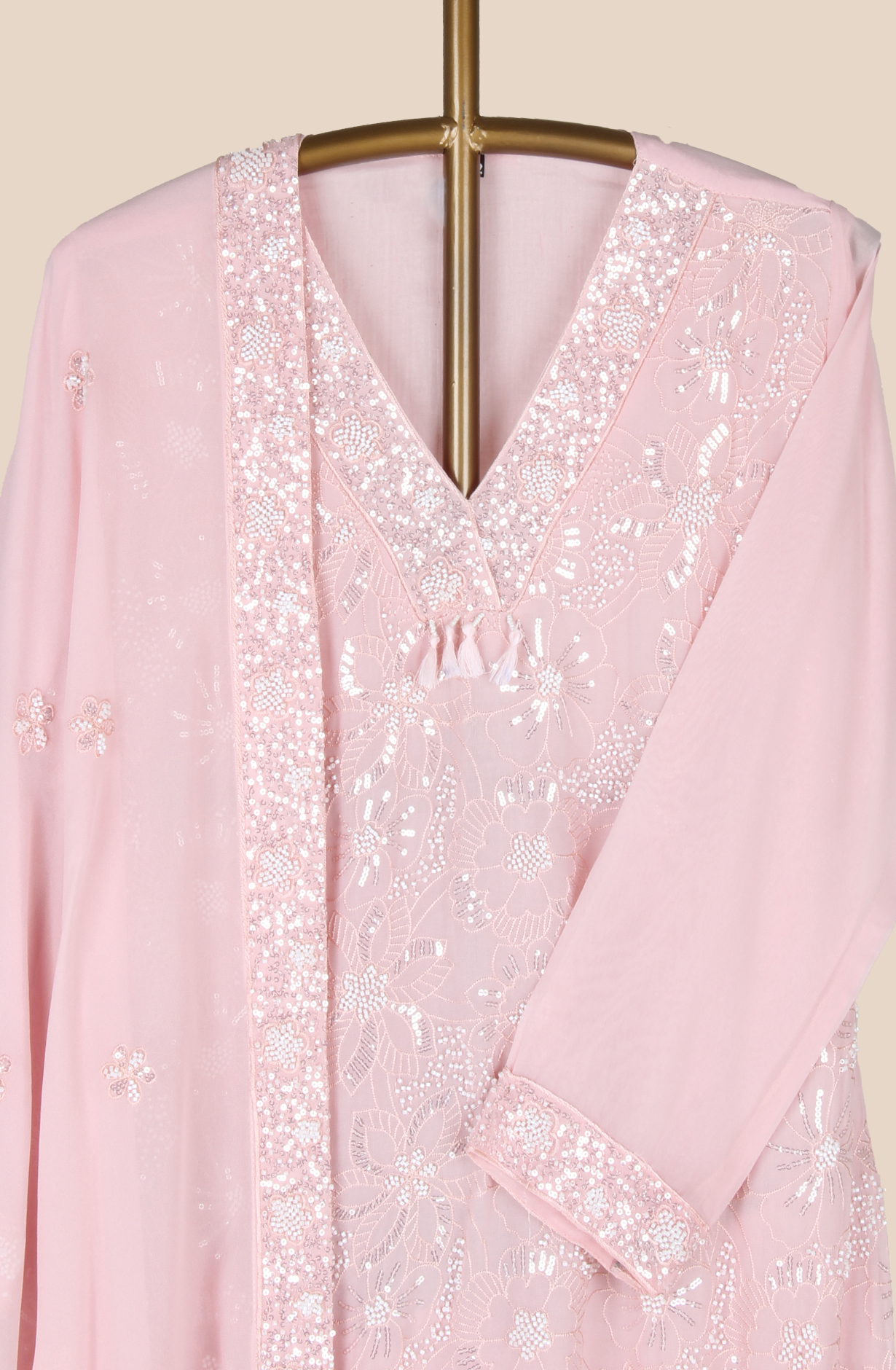 Designer Peach Ready-to-Wear Georgette Salwar Kameez Dupatta - 822-MR1889