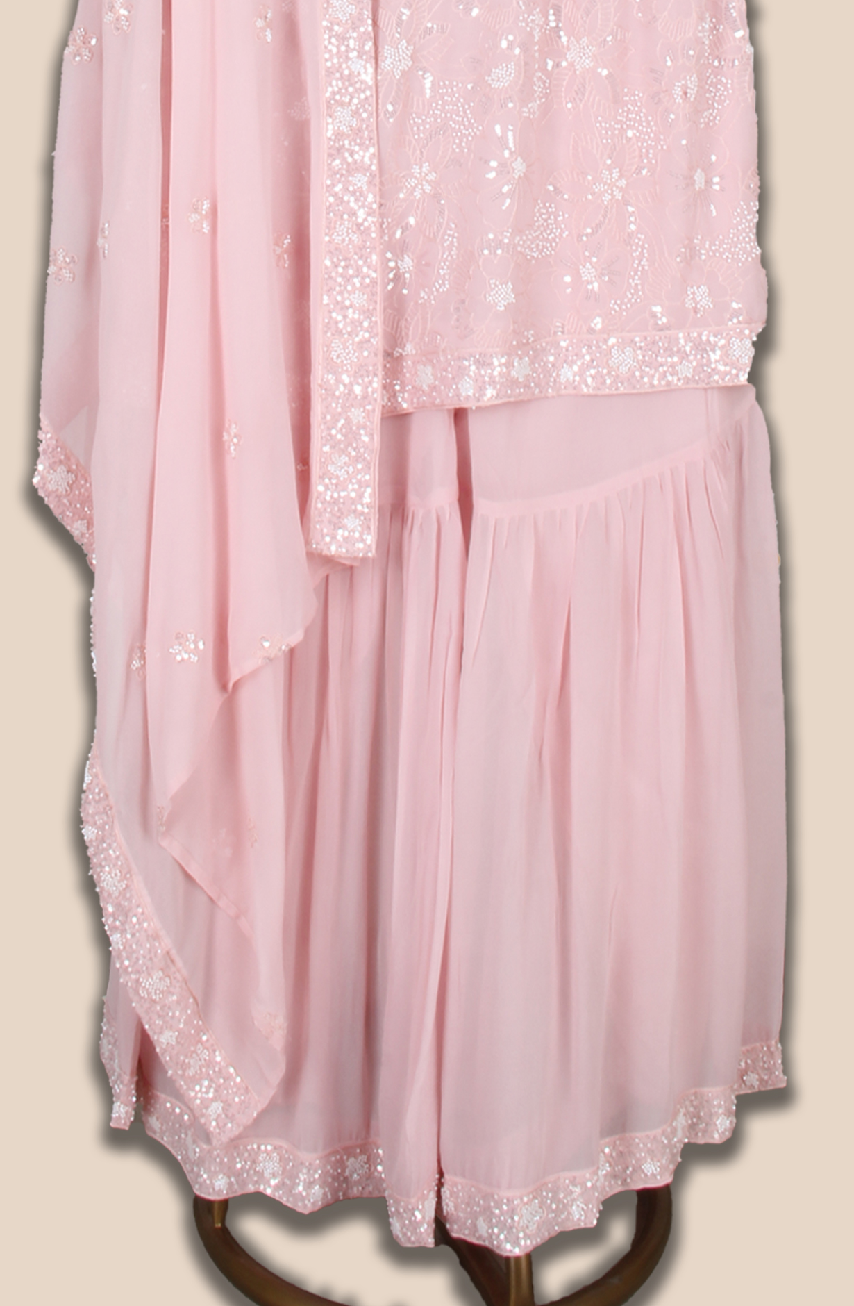 Designer Peach Ready-to-Wear Georgette Salwar Kameez Dupatta - 822-MR1889