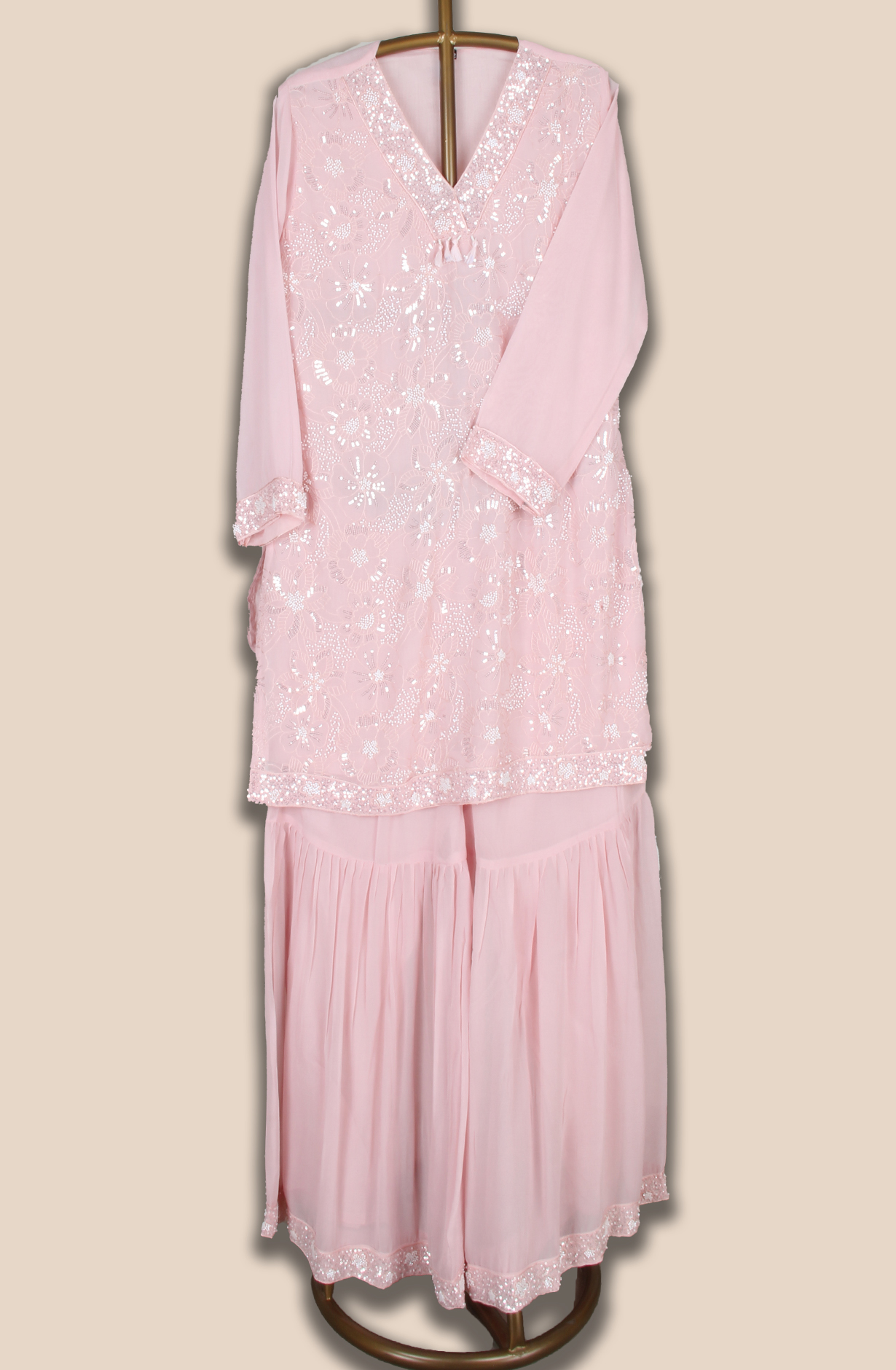 Designer Peach Ready-to-Wear Georgette Salwar Kameez Dupatta - 822-MR1889