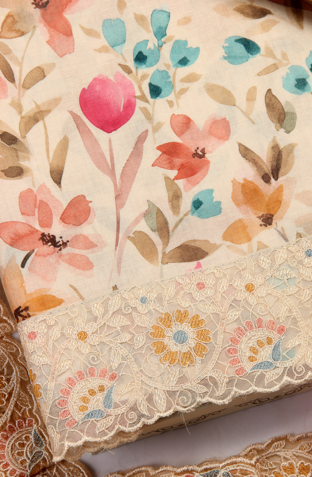 Multi-coloured Modal Digital Printed Suit with Chiffon Dupatta - 838-117