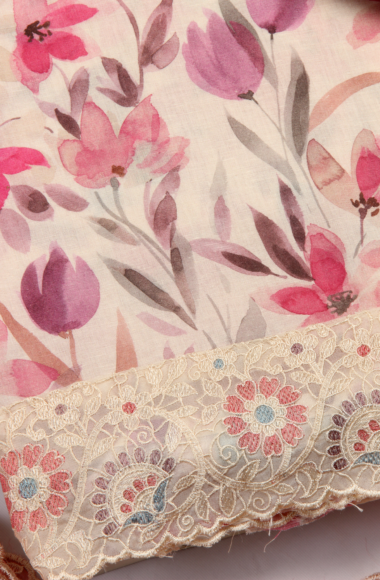 Multi-coloured Modal Digital Printed Suit with Chiffon Dupatta - 838-117A