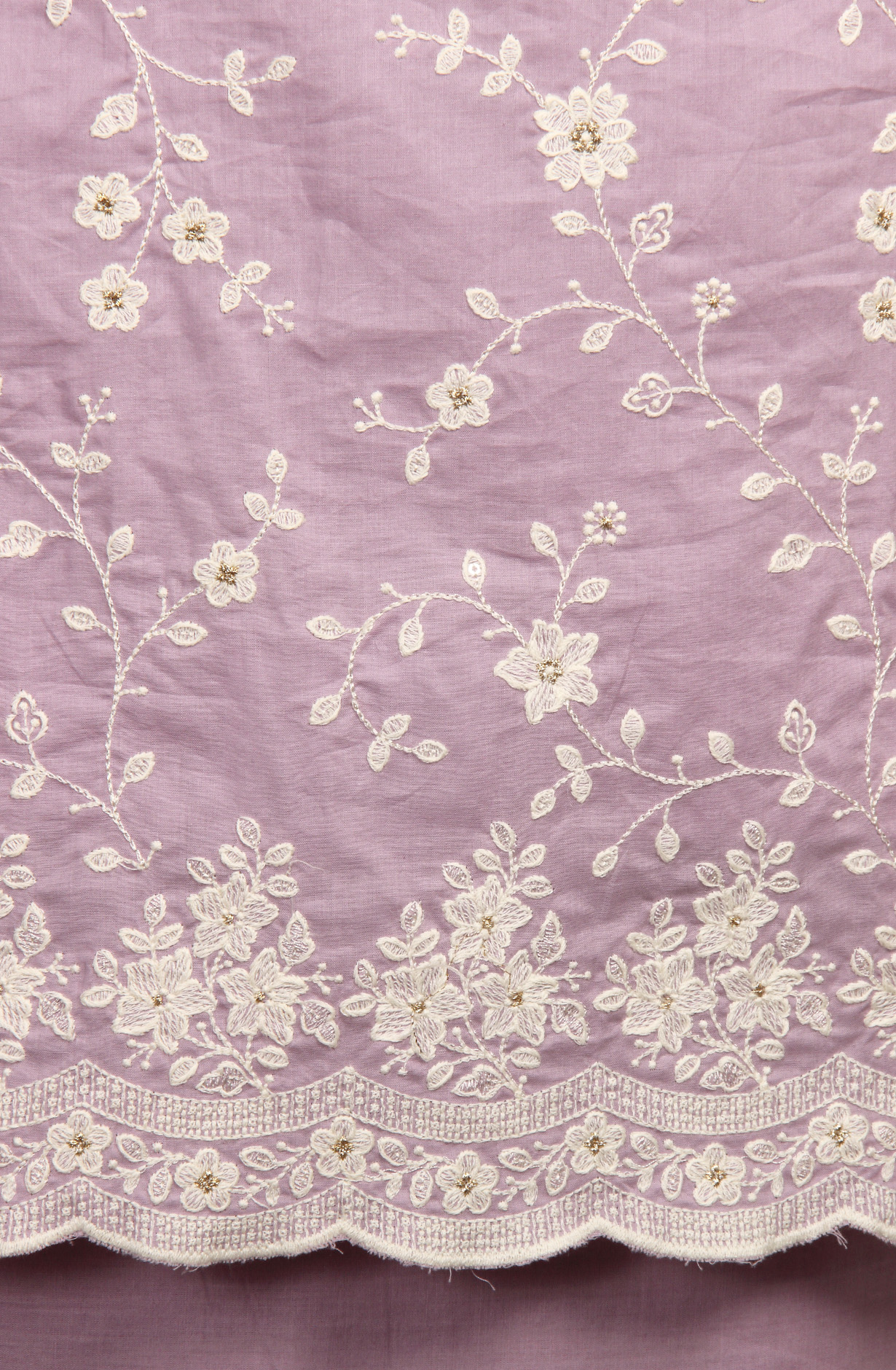 Lilac Cotton Unstitched Embroidered Suit with Chiffon Dupatta - 838-130C