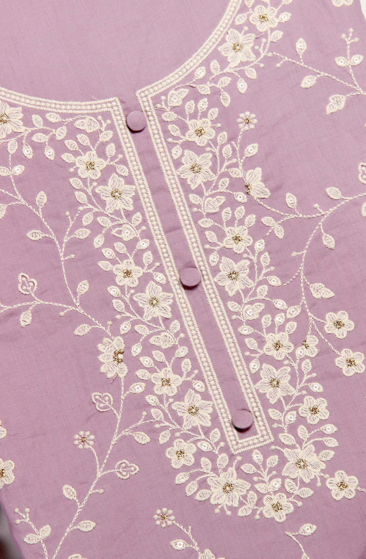 Lilac Cotton Unstitched Embroidered Suit with Chiffon Dupatta - 838-130C