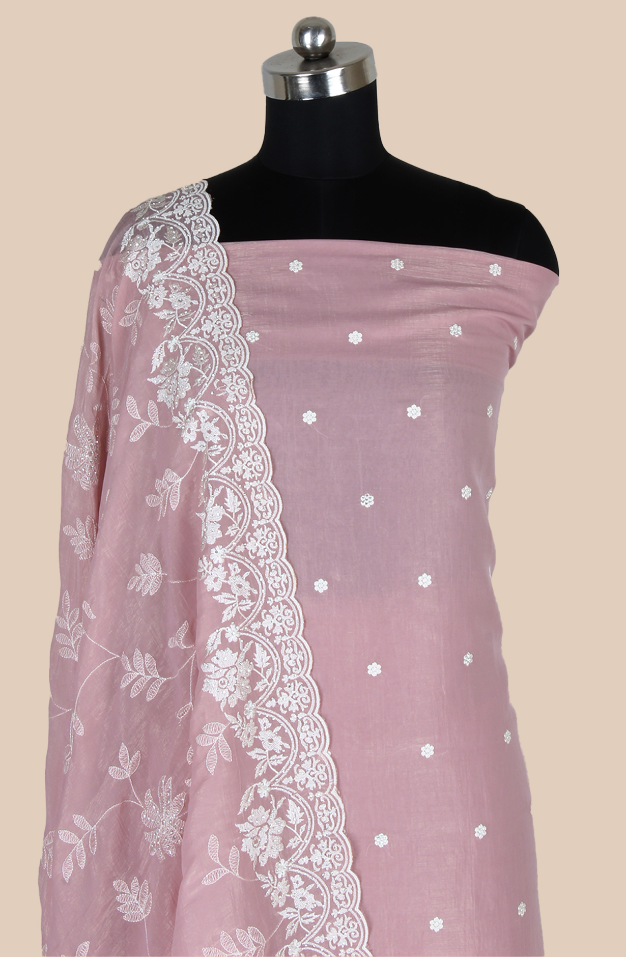 Pink Organza Partywear Embroidered Salwar Kameez with Trendy Dupatta - 838-1696A