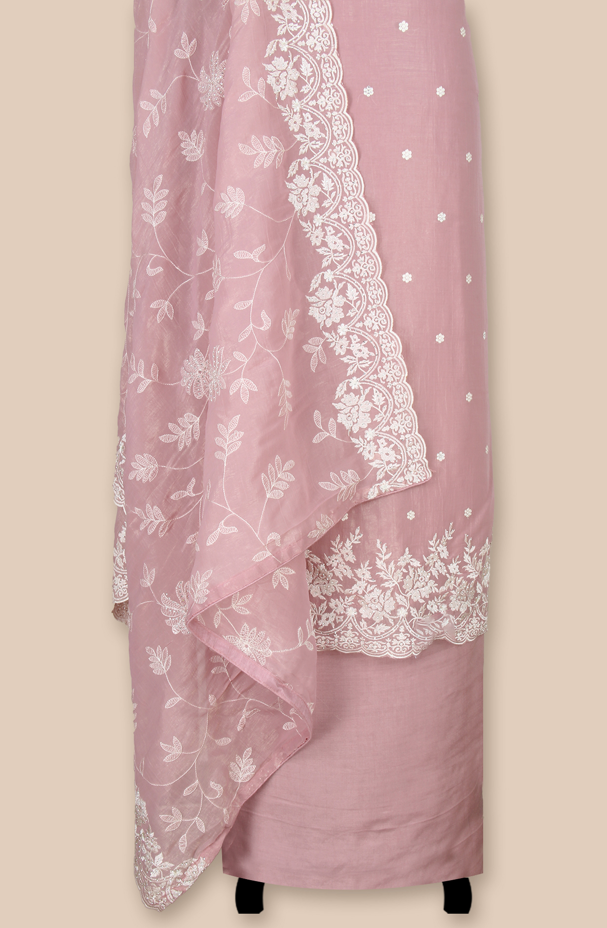 Pink Organza Partywear Embroidered Salwar Kameez with Trendy Dupatta - 838-1696A