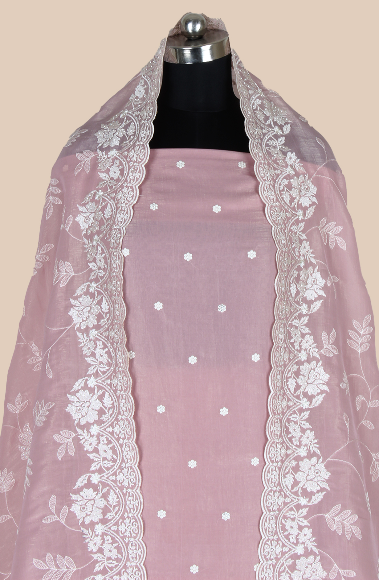 Pink Organza Partywear Embroidered Salwar Kameez with Trendy Dupatta - 838-1696A