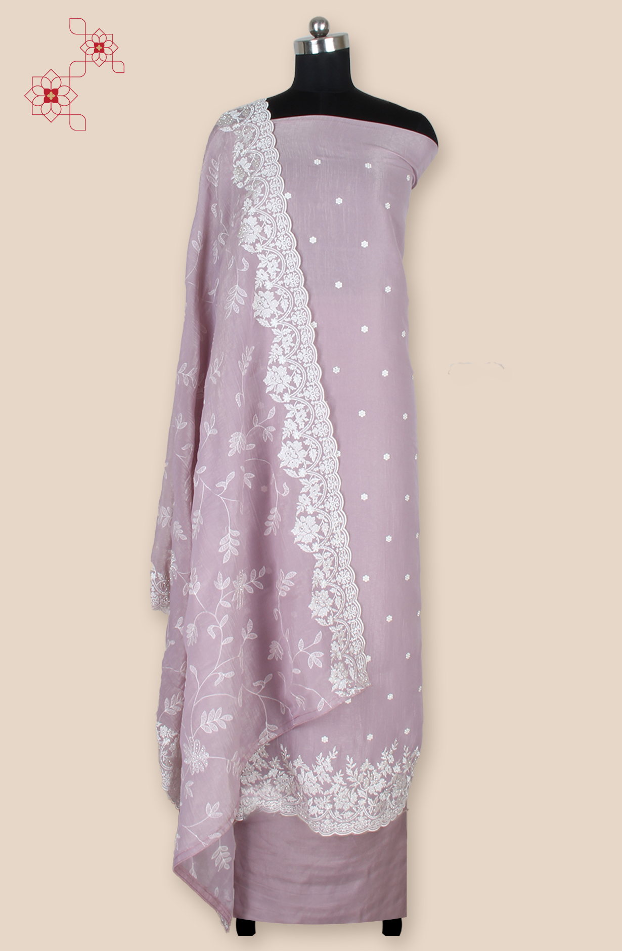 Purple Organza Partywear Embroidered Salwar Kameez with Trendy Dupatta - 838-1696D