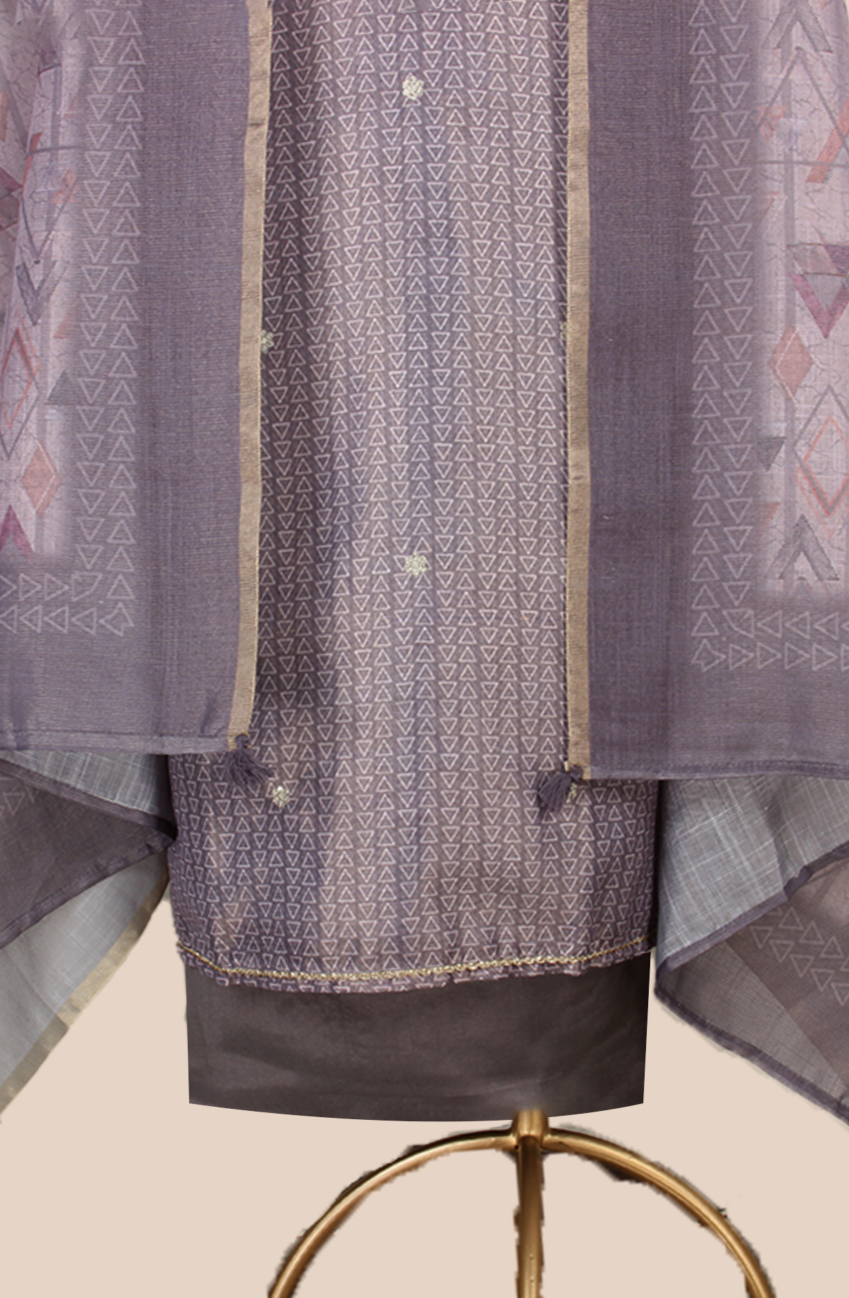 Mauve Tissue Unstitched Zari Work Salwar Kameez - 838-2156