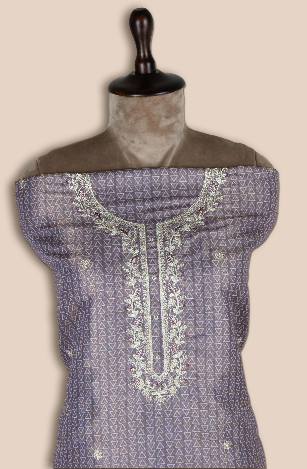 Mauve Tissue Unstitched Zari Work Salwar Kameez - 838-2156