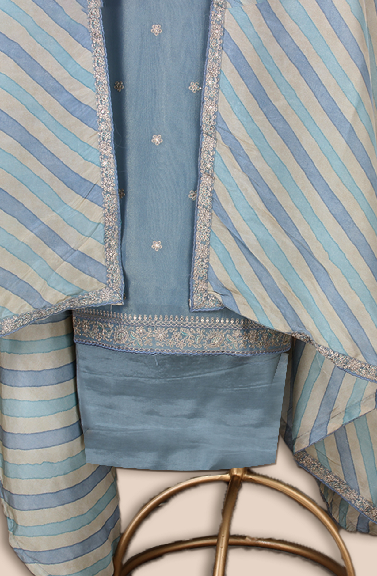 Pastel Green Tissue Silk Unstitched Salwar Suit - 838-2157A