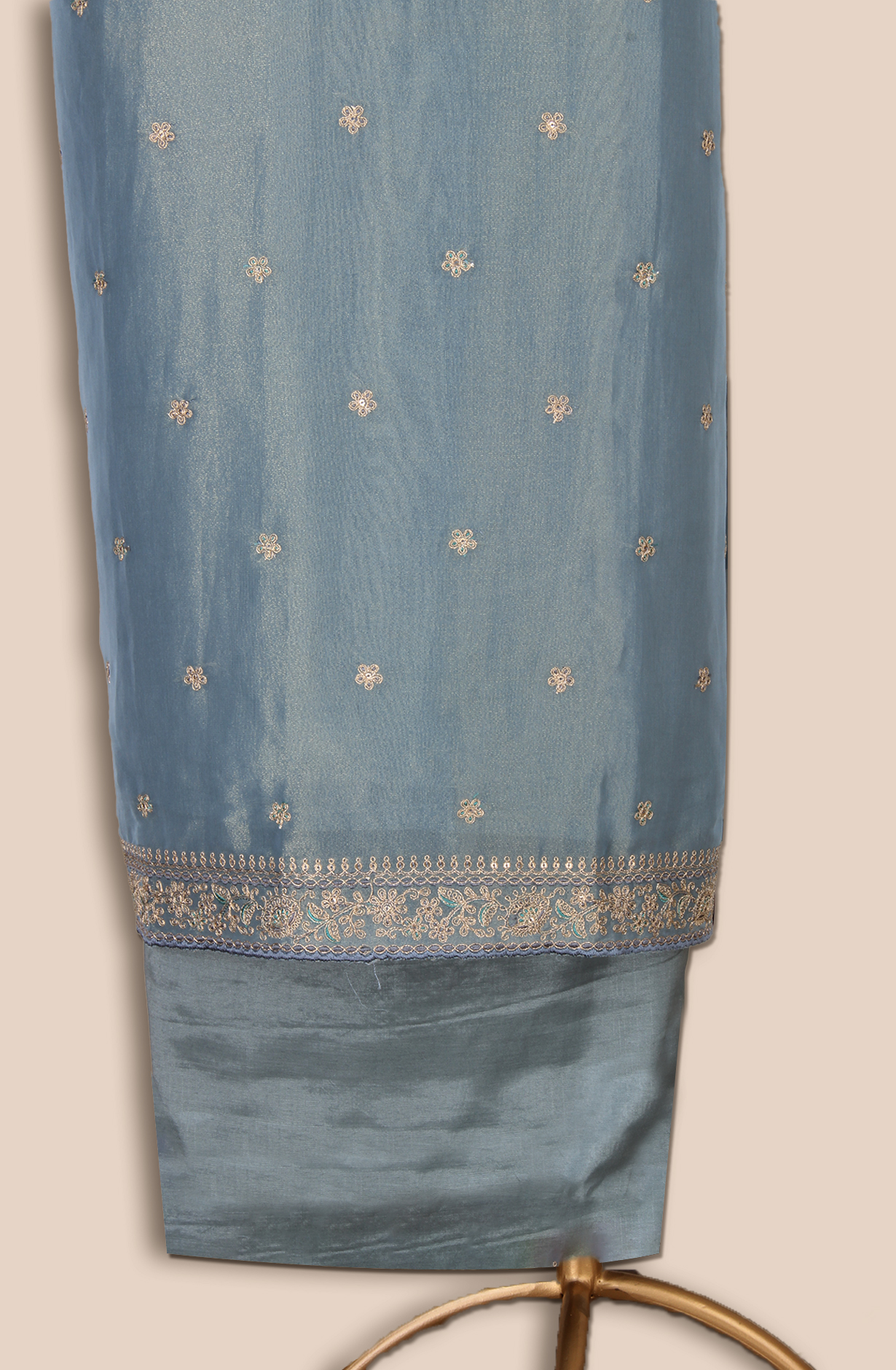 Pastel Green Tissue Silk Unstitched Salwar Suit - 838-2157A