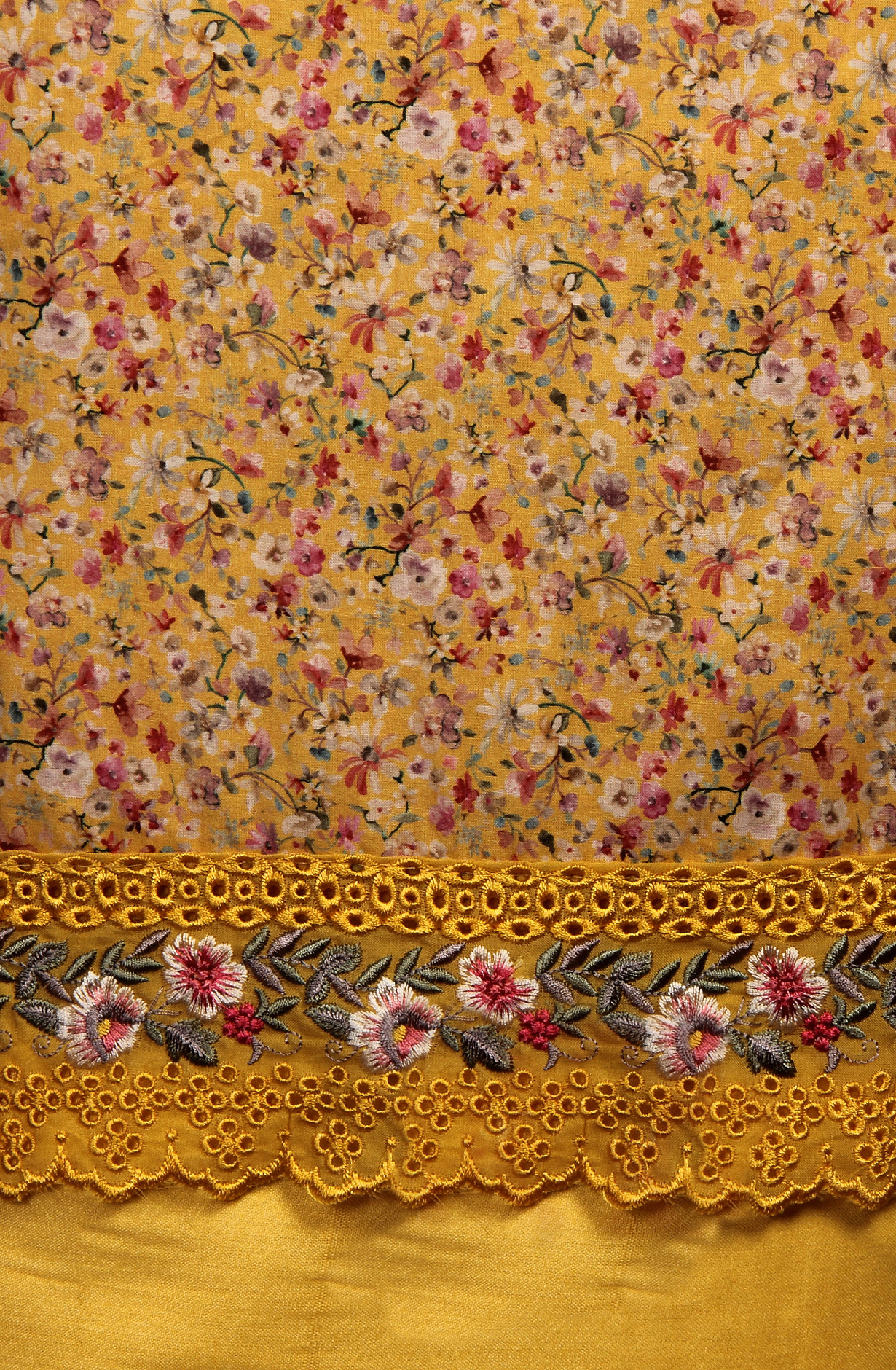 Mustard Beautiful Cotton Unstitched Salwar Suit with Chiffon Dupatta - 838-289B