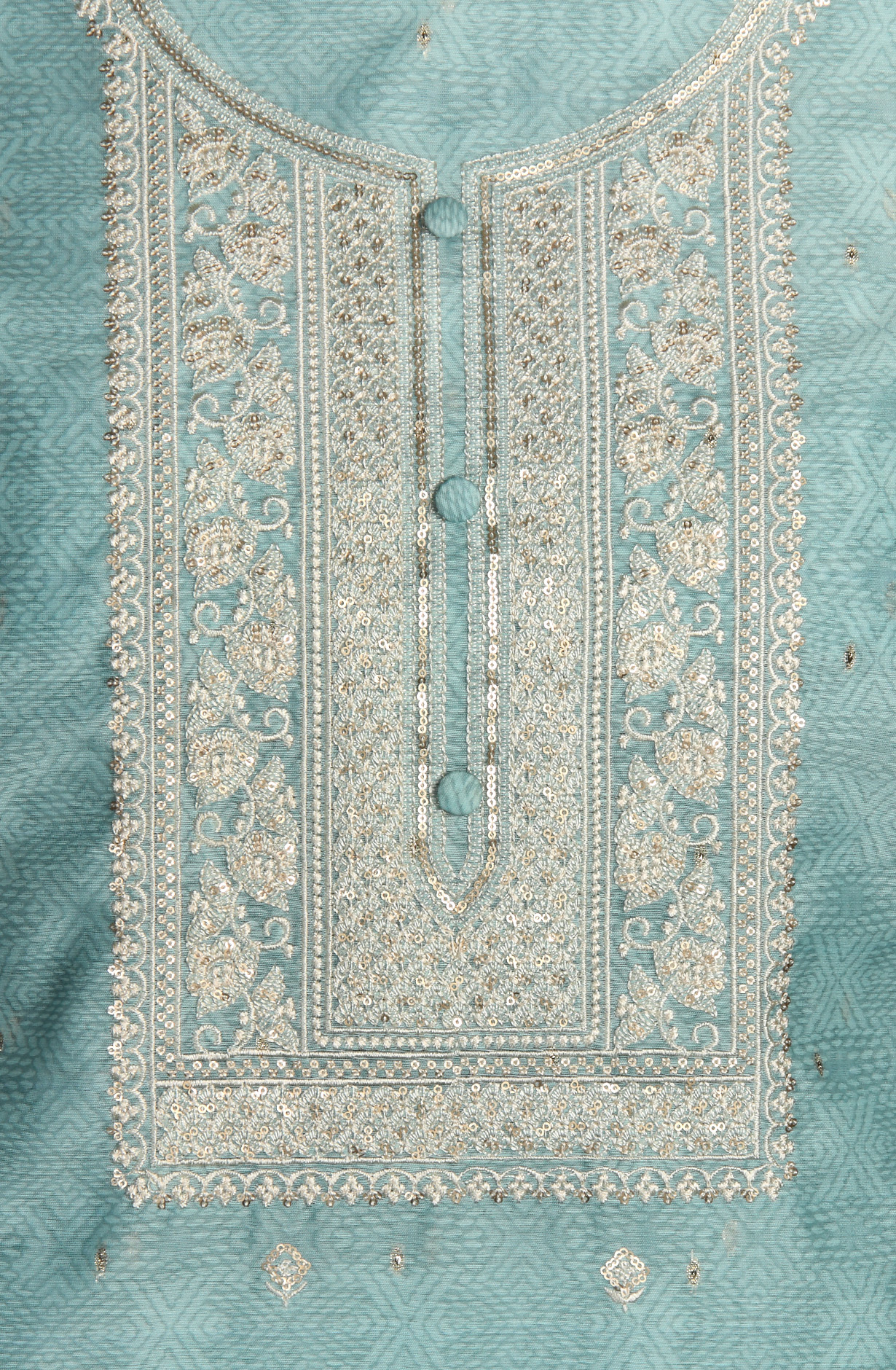 Sea Green Chanderi Festive Unstitched Salwar Kameez - 838-314A