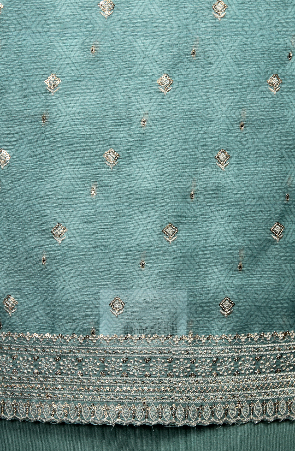 Sea Green Chanderi Festive Unstitched Salwar Kameez - 838-314A