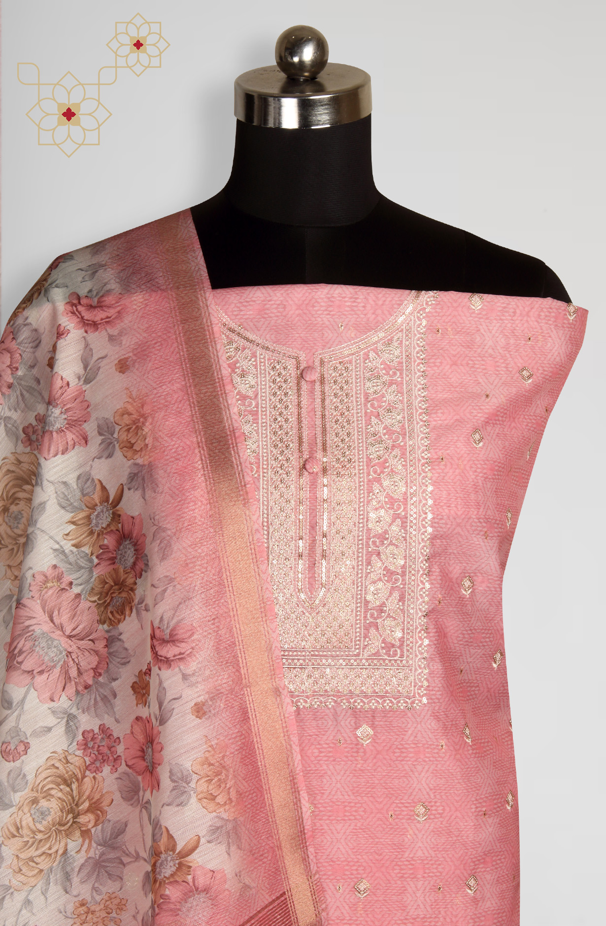 Pink Chanderi Festive Unstitched Salwar Kameez - 838-314C